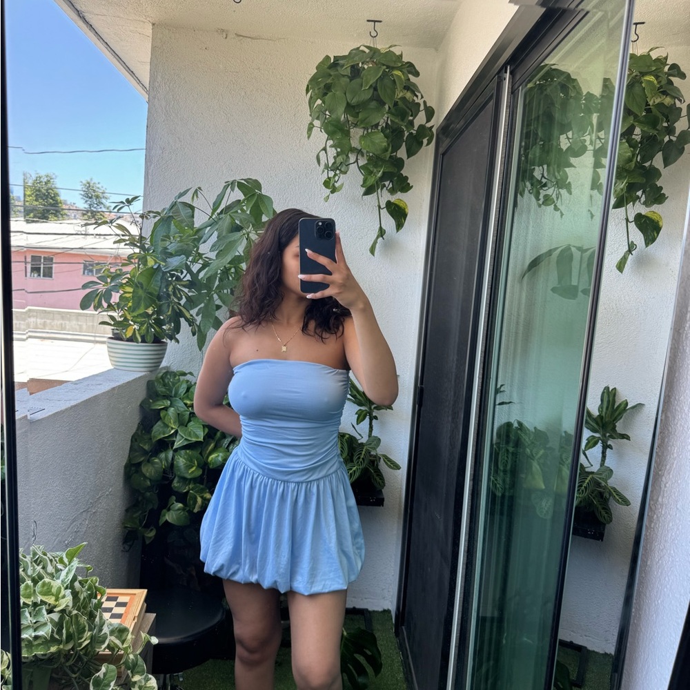 Light Blue Strapless Dress